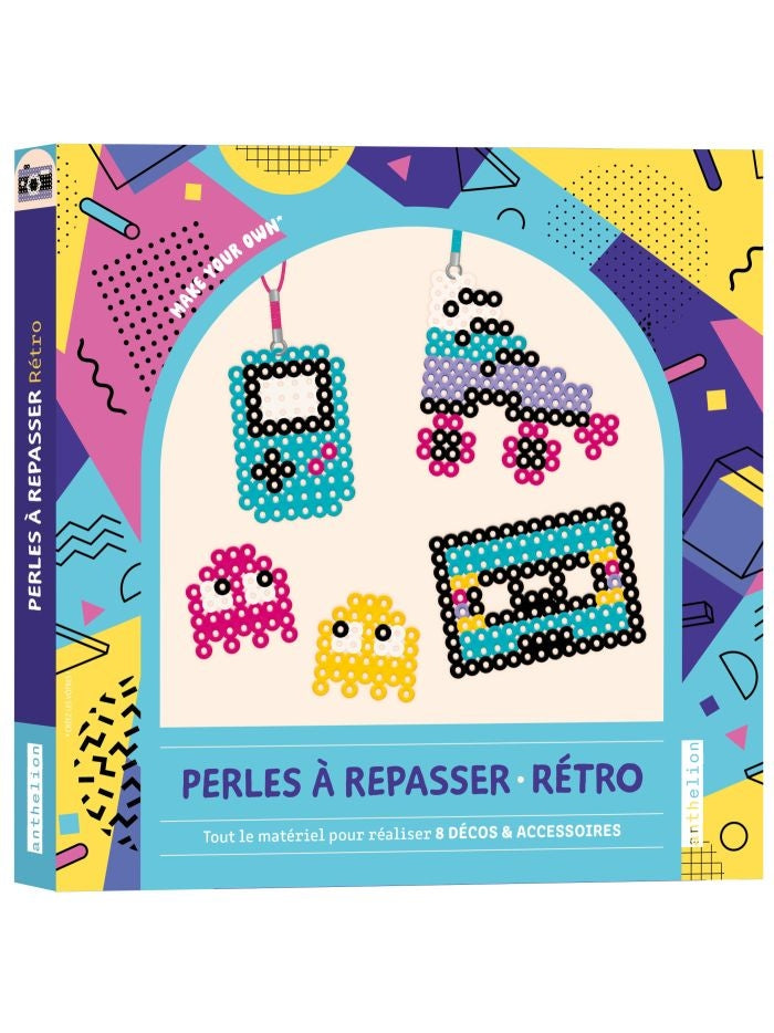 Kit Perles à Repasser Rétro 90's avec 750 perles pour créer 8 accessoires