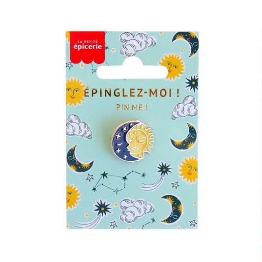 Broche Pin’s Cosmique Lune & Soleil Émaillé – Accessoire Mystique Vintage LA PETITE EPICERIE