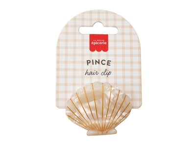 Pince à cheveux coquillage perle – Pince crabe nacrée chic en acétate (10 cm) LA PETITE EPICERIE