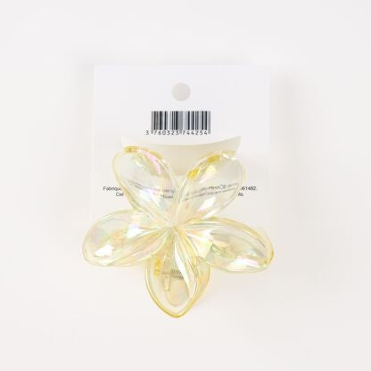 Pince à cheveux fleur translucide jaune Grande pince crabe lumineuse et tendance JOY!