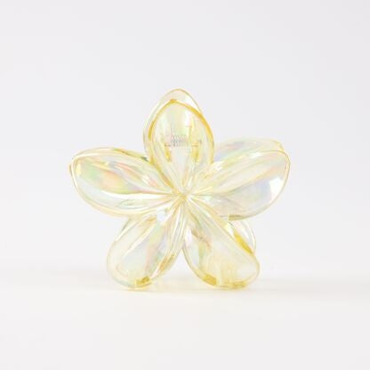 Pince à cheveux fleur translucide jaune Grande pince crabe lumineuse et tendance JOY!