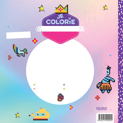 Grilles de pixel art licorne à reproduire et colorier pour enfant