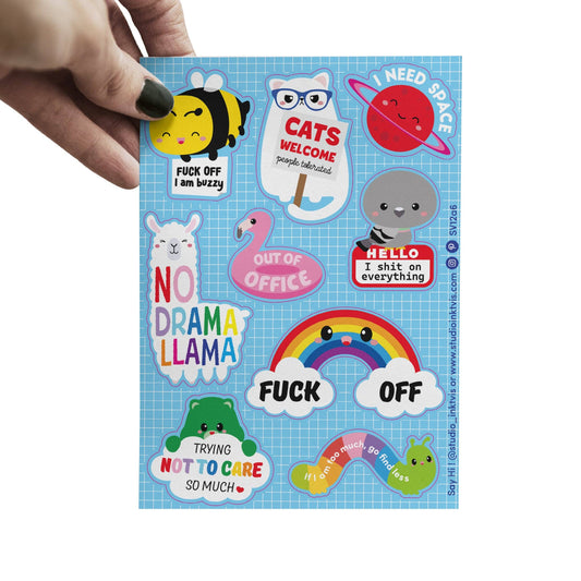 Planche de Stickers Chat-Llama “No Drama” – Stickers Fun & Impertinents Studio Inktvis B.V.