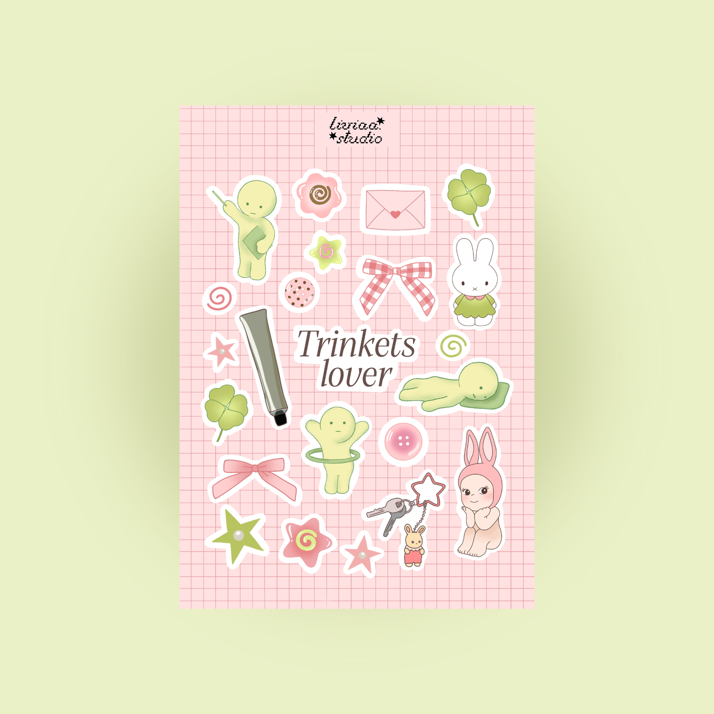 Planche de Stickers Trinkets Lover A5 – Stickers Kawaii Holographiques Scrapbooking Liviaa.studio
