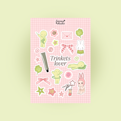 Planche de Stickers Trinkets Lover A5 – Stickers Kawaii Holographiques Scrapbooking Liviaa.studio