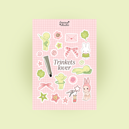 Planche de Stickers Trinkets Lover A5 – Stickers Kawaii Holographiques Scrapbooking Liviaa.studio