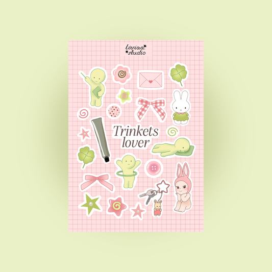 Planche de Stickers Trinkets Lover A5 – Stickers Kawaii Holographiques Scrapbooking Liviaa.studio