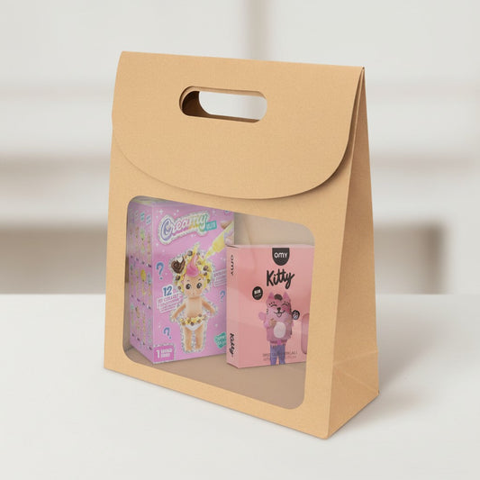 Grande pochette cadeau kraft avec fenêtre – Emballage box cadeau | Joy Cadeaux 32x12x38cm JOY!