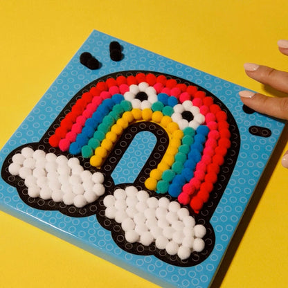 OMY – Atelier tableau pompons Arc-en-ciel – Activité créative enfant dès 6 ans omy