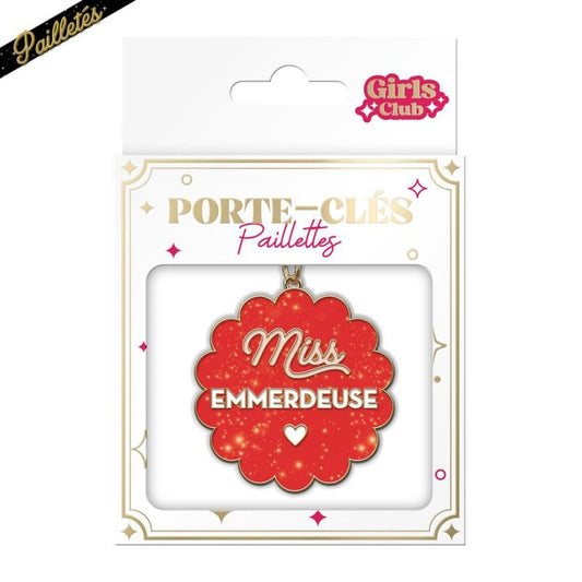 Porte-Clés Paillettes Miss Emmerdeuse – Cadeau Femme Humoristique JOY!