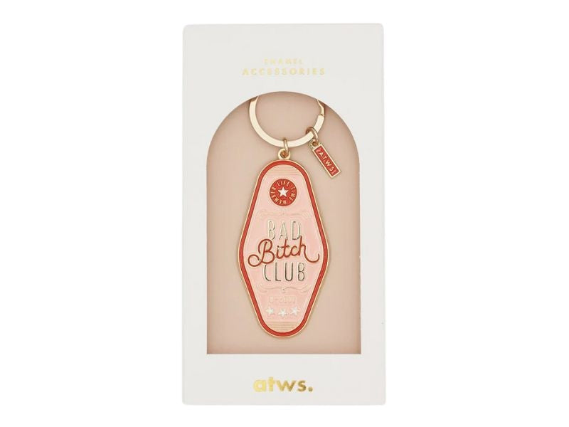 Porte-clés Motel Bad Bitch Club en émail doré – accessoire rétro All the ways to say