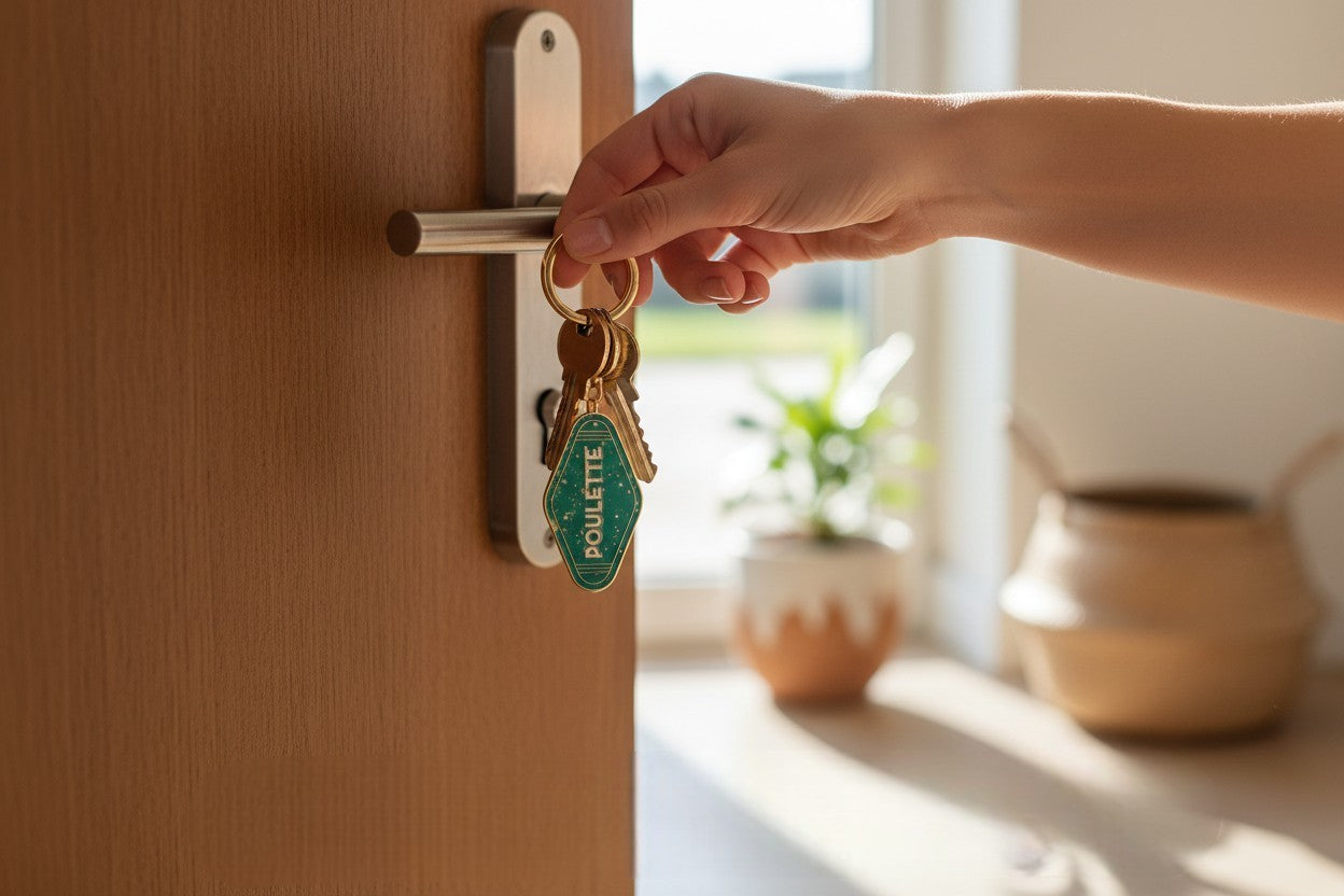 Porte-clés paillettes Poulette – Porte-clés rétro humoristique | Joy Cadeaux JOY!