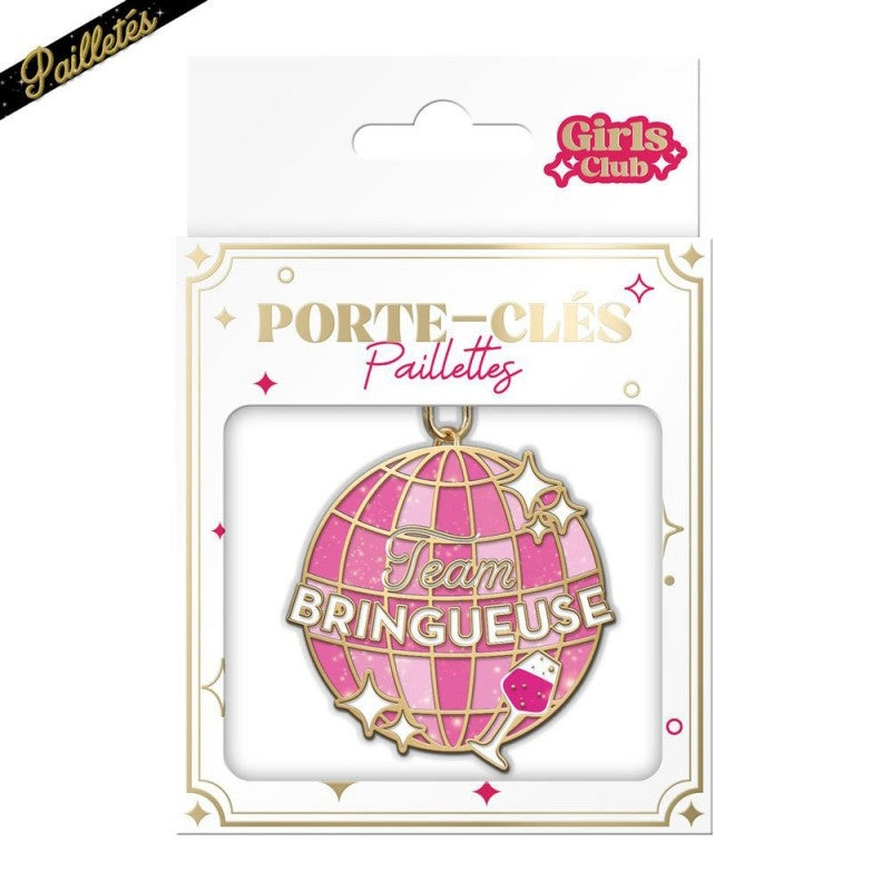 Porte-clés paillettes Team Bringueuse – Accessoire fun rétro | Joy Cadeaux JOY!