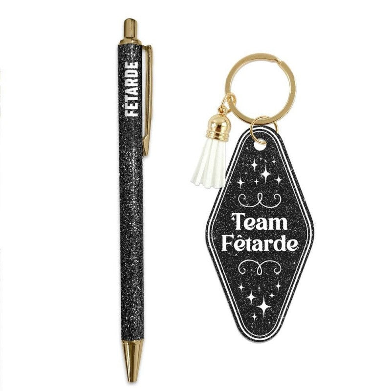 Coffret Duo Paillettes Girls Club Fêtarde – Stylo & Porte-Clés Cadeau Femme JOY!