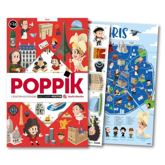 Poster Poppik “Paris” (Quelle Histoire) + 53 stickers repositionnables – Dès 7 ans poppik