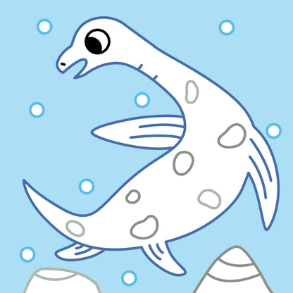 Scène simple avec dinosaures adaptée aux premiers coloriages enfant