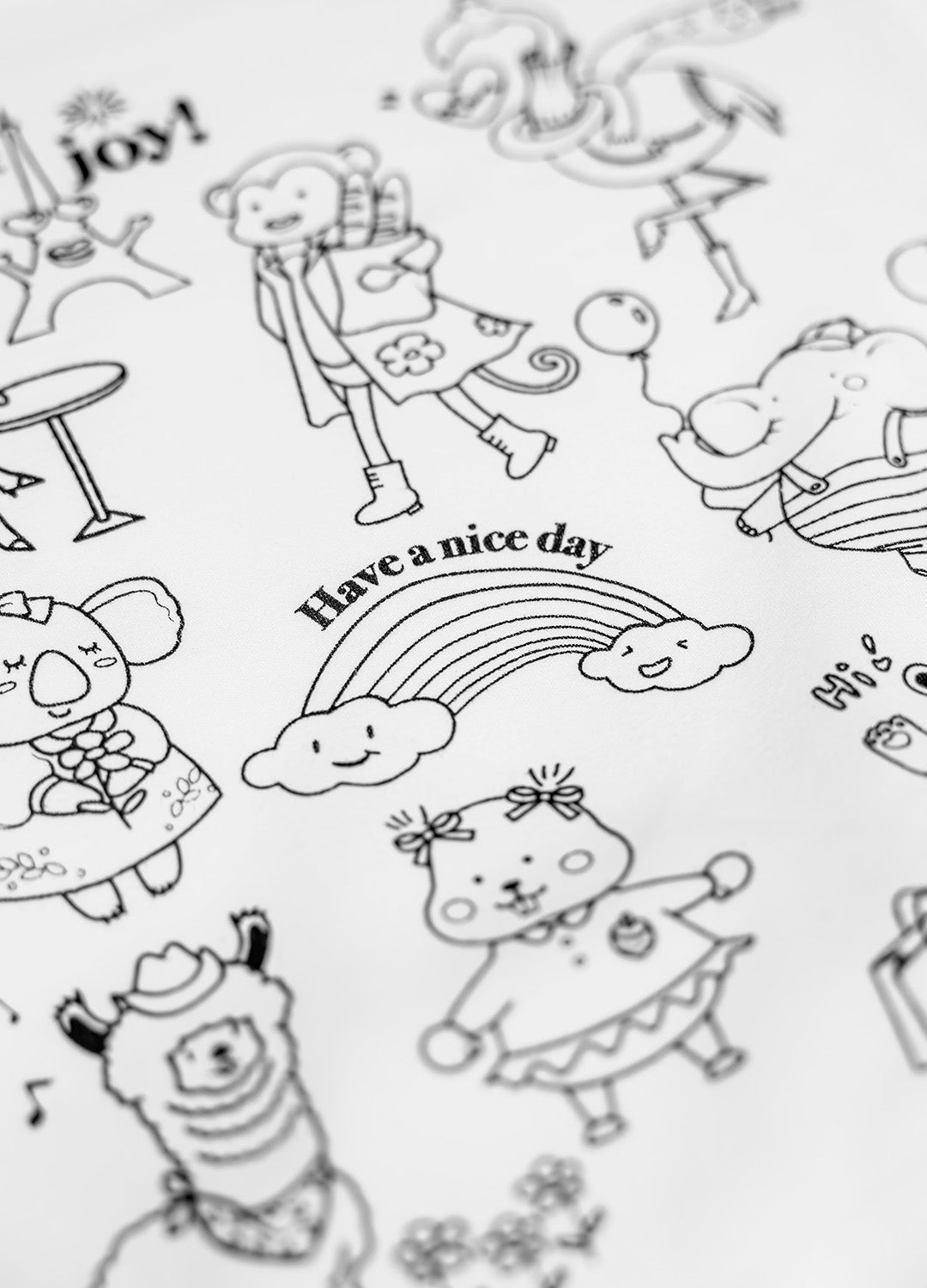  Pyjama enfant mixte coton extensible motif animaux noir à colorier