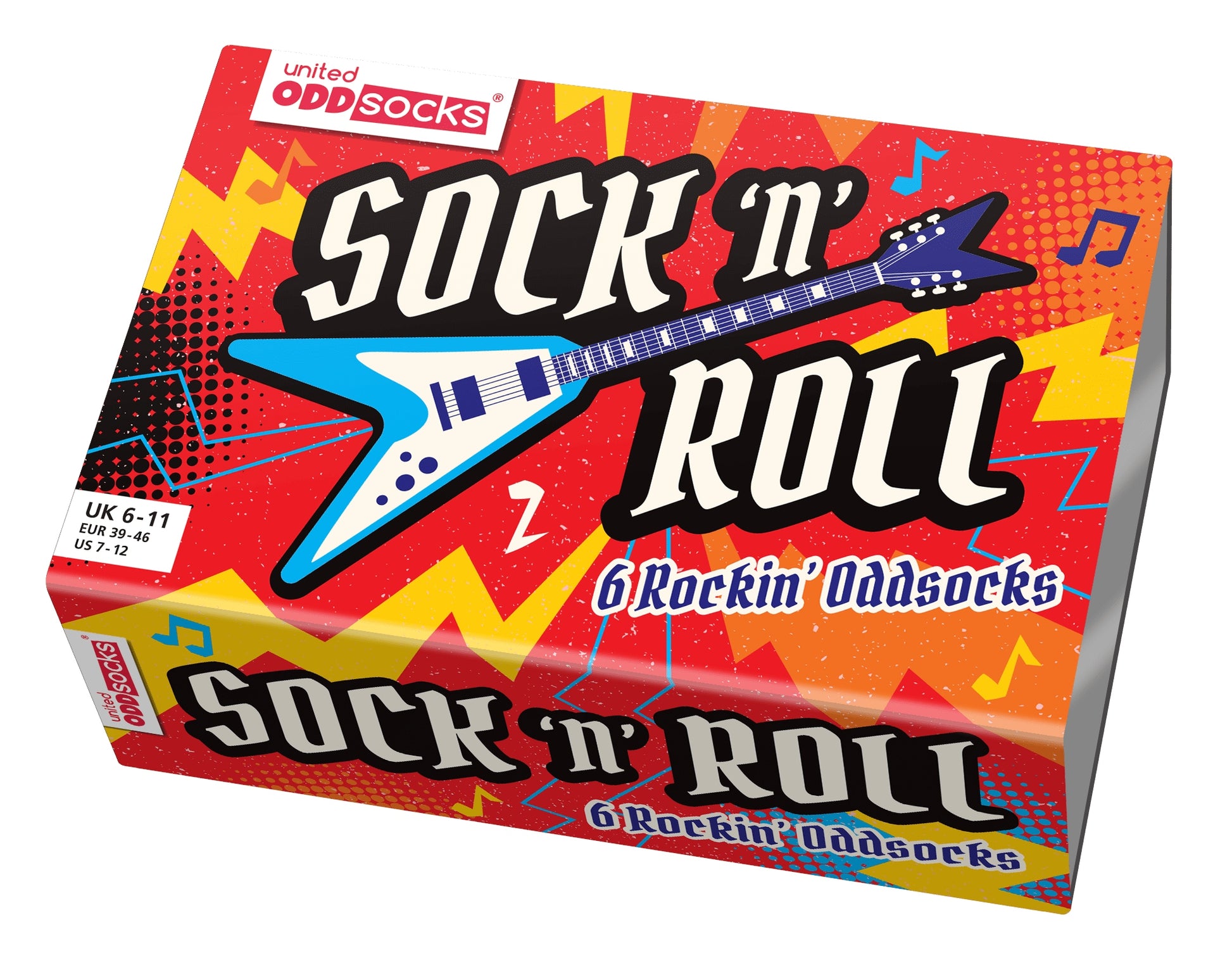 UNITED ODDSOCKS - SOCK N ROLL - COFFRET CADEAU ADULTE DE 6 CHAUSSETTES EUR 39-46 United Oddsocks