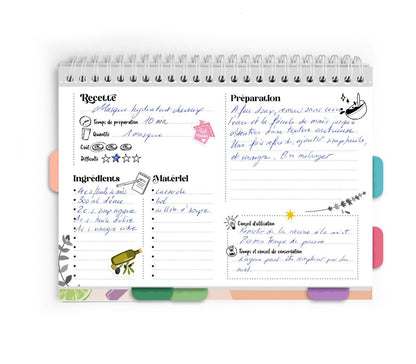 Organisation de recettes de cosmétiques naturels faits maison