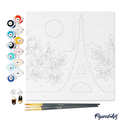 Mini Peinture par Numéros 20x20cm avec cadre Paris au Soleil Figured'art