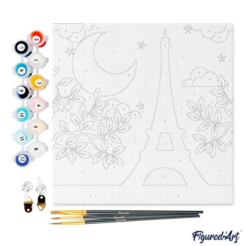 Mini Peinture par Numéros avec cadre Paris sous la Lune Figured'art