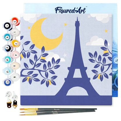 Mini Peinture par Numéros avec cadre Paris sous la Lune Figured'art