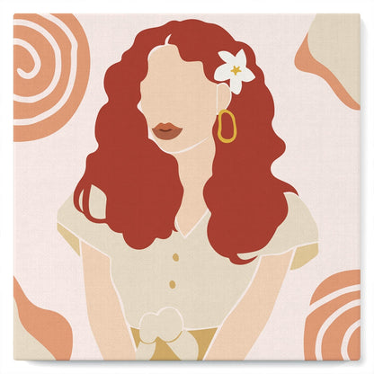 Mini Peinture par Numéros - Kit DIY 20x20cm avec cadre Femme et Fleur dans les Cheveux Figured'art