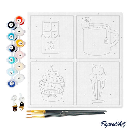 Mini Peinture par Numéros 20x20cm avec cadre Gourmandises Figured'art