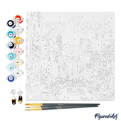 Mini Paint by Numbers - DIY Kit 20x20cm with frame New York