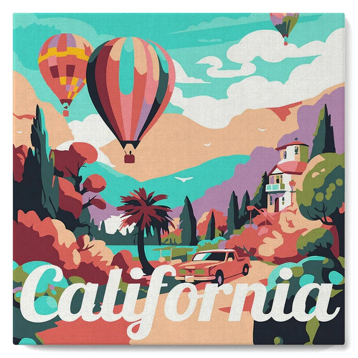 Mini Peinture par Numéros avec cadre Montgolfière Californie Figured'art