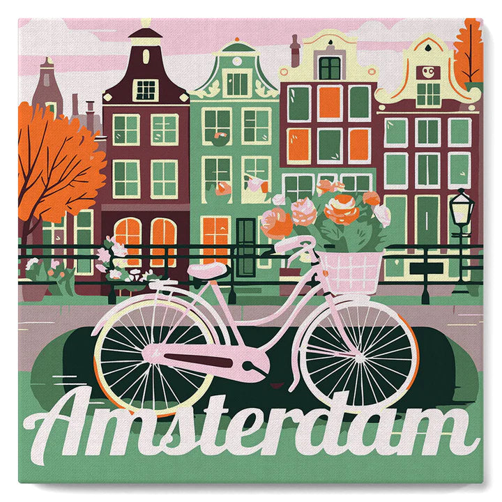 Mini Peinture par Numéros avec cadre Vélo à Amsterdam Figured'art