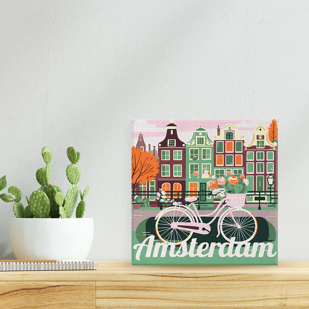 Mini Peinture par Numéros avec cadre Vélo à Amsterdam Figured'art