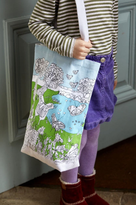 Tote Bag à colorier Papillons – Sac créatif lavable avec feutres inclus eatsleepdoodle EU