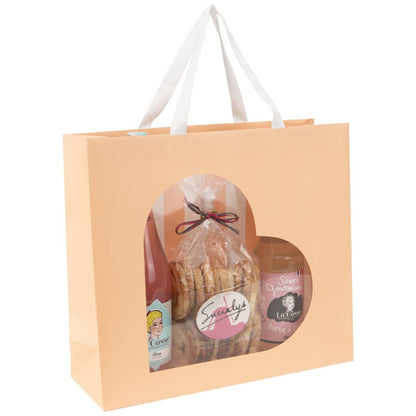 Sac cadeau carton avec fenêtre cœur – Box cadeau | Joy Cadeaux 36x12x32cm JOY!