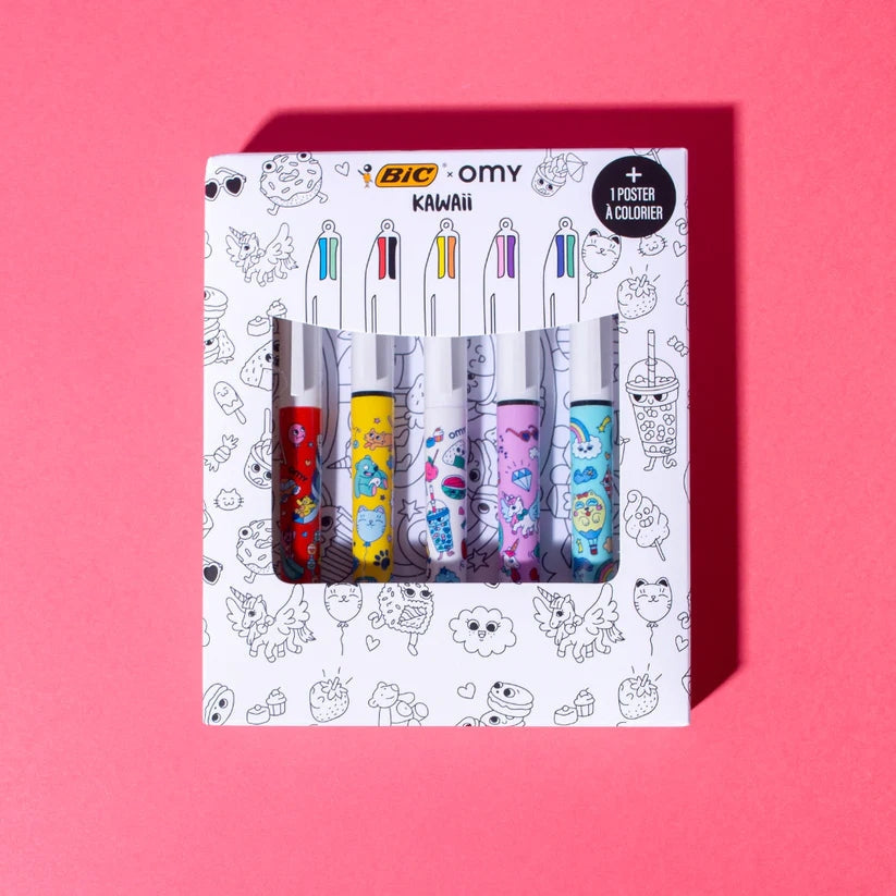 Coffret 5 stylos Kawaii Bic OMY omy