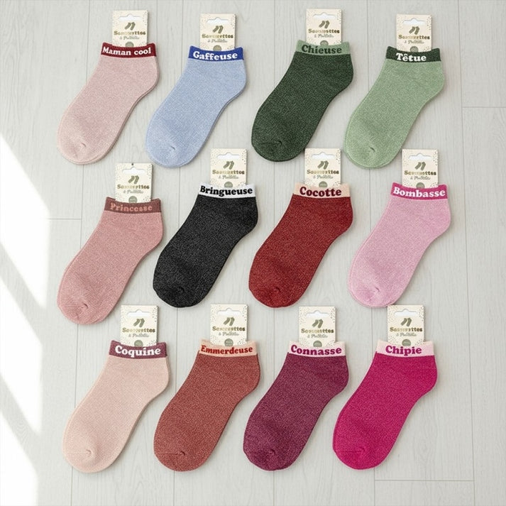 Socquettes pailletées à message Bringueuse idée cadeau originale