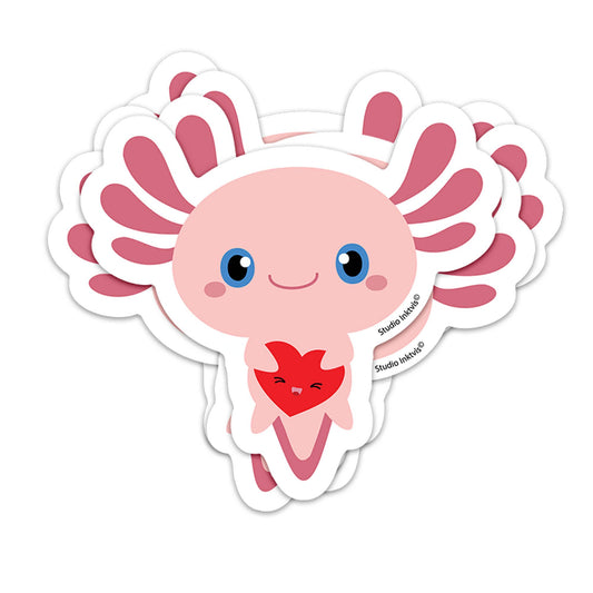 Sticker Axolotl Kawaii – Autocollant Vinyle Cute Résistant Studio Inktvis B.V.
