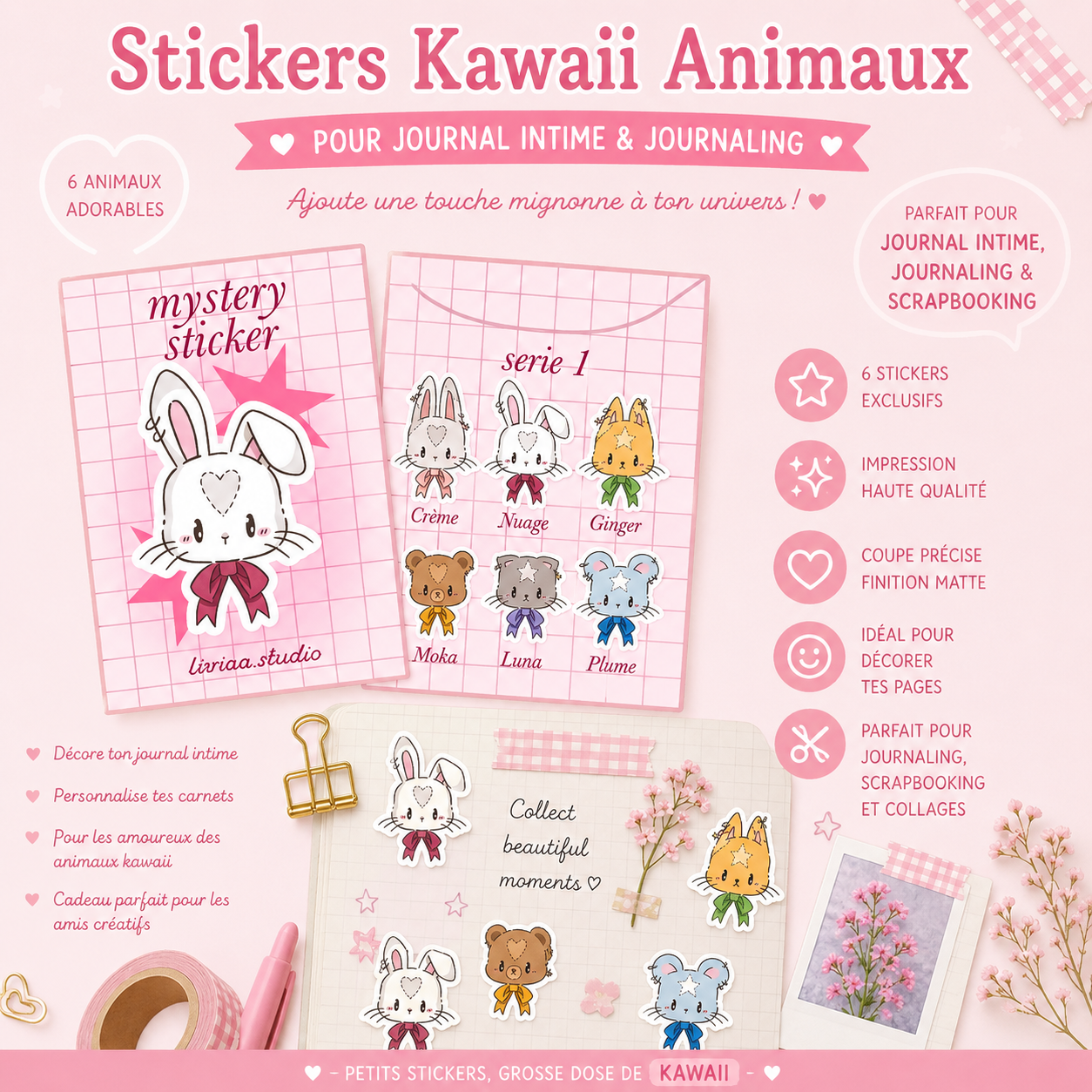 Mystery Sticker Série 1 – Sticker Kawaii Mystère Animaux à Collectionner Liviaa.studio