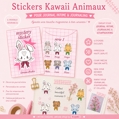 Mystery Sticker Série 1 – Sticker Kawaii Mystère Animaux à Collectionner Liviaa.studio