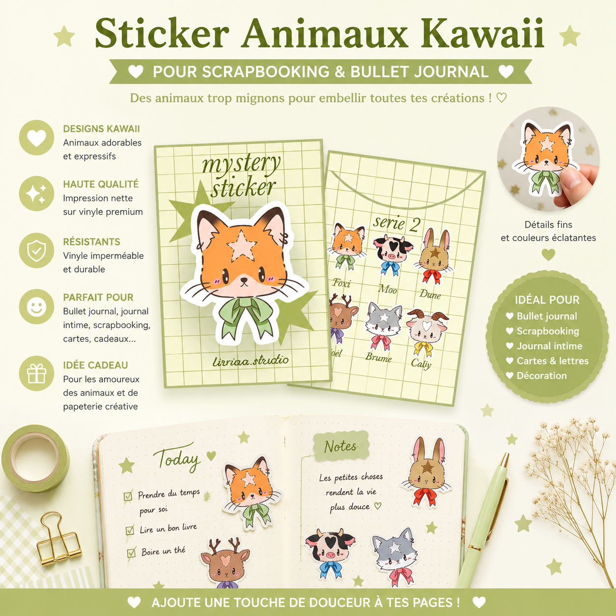 Mystery Sticker Série 2 – Sticker Kawaii Animaux Mystère à Collectionner Liviaa.studio