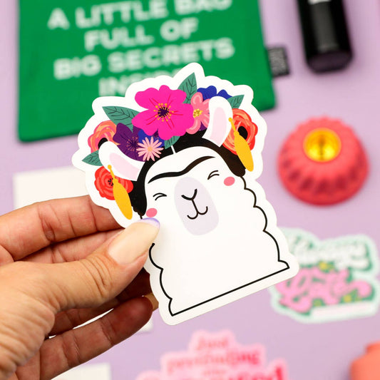 Sticker Lama Frida Kahlo – Autocollant Vinyle Kawaii & Artistique Studio Inktvis B.V.