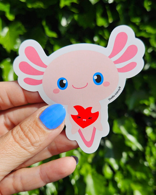 Sticker Axolotl Kawaii – Autocollant Vinyle Cute Résistant Studio Inktvis B.V.