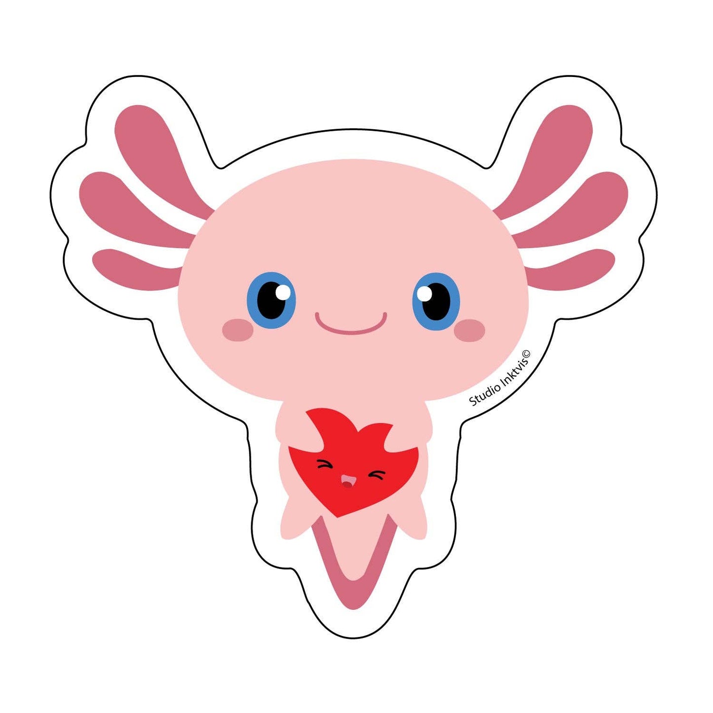 Sticker Axolotl Kawaii – Autocollant Vinyle Cute Résistant Studio Inktvis B.V.
