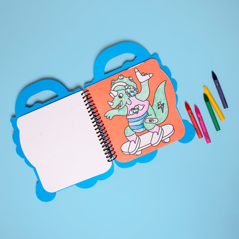 OMY – Cahier de coloriage dinosaures + crayons & stickers – Dès 3 ans omy