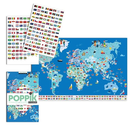 Poster pédagogique drapeaux du monde enfant – Stickers Poppik poppik