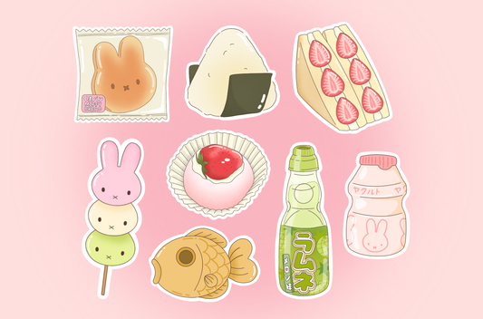 Japan Food Sticker Pack – Pack de 8 Stickers Kawaii Nourriture Japonaise Liviaa.studio