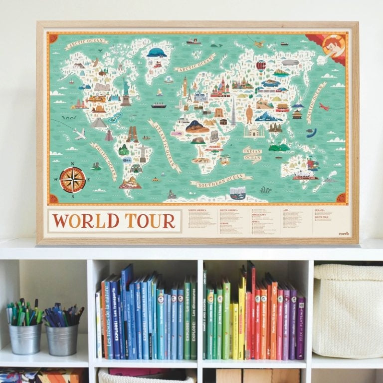 Poster pédagogique monuments du monde enfant – Stickers Poppik poppik
