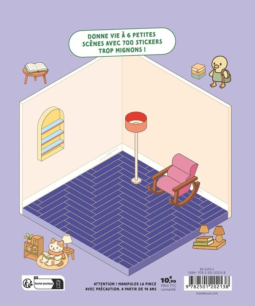 Cozy Stickers – Ma Petite Librairie | 700 stickers repositionnables & 7 scènes à créer Editions Marabout