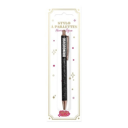 Stylo à paillettes Bringueuse – Stylo fantaisie humoristique | Joy Cadeaux JOY!