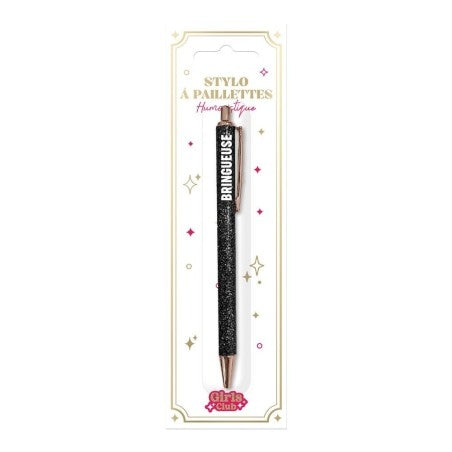 Stylo à paillettes Bringueuse – Stylo fantaisie humoristique | Joy Cadeaux JOY!